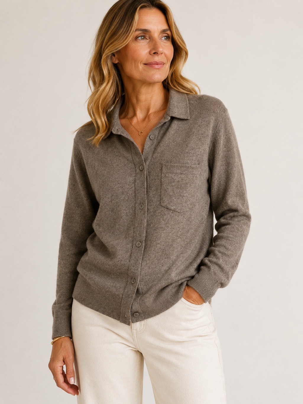 New Quince Mongolian Cashmere Button Down Sweater Women’s L